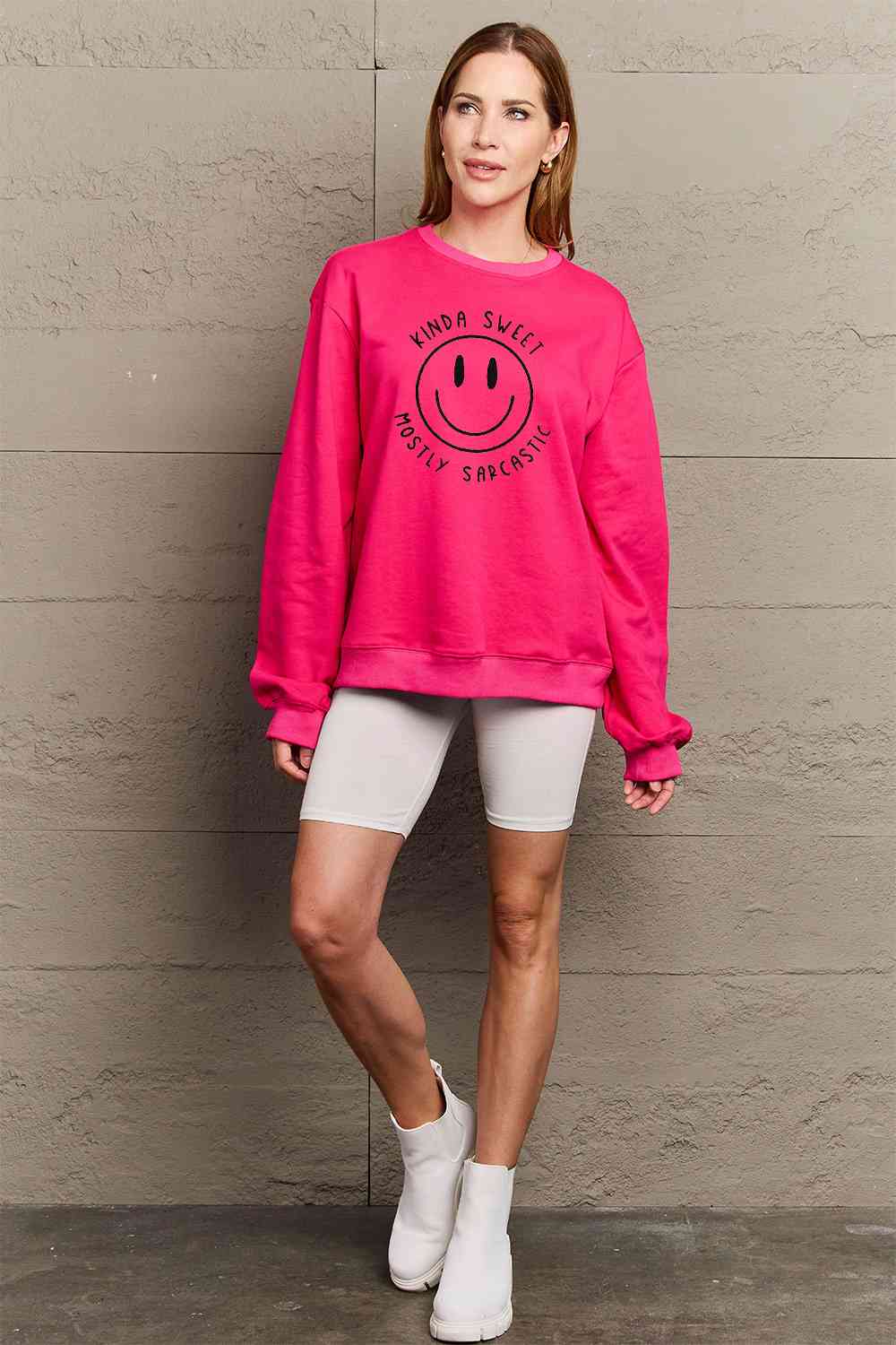 Simply Love Full Size Smiling Face Graphic Sweatshirt