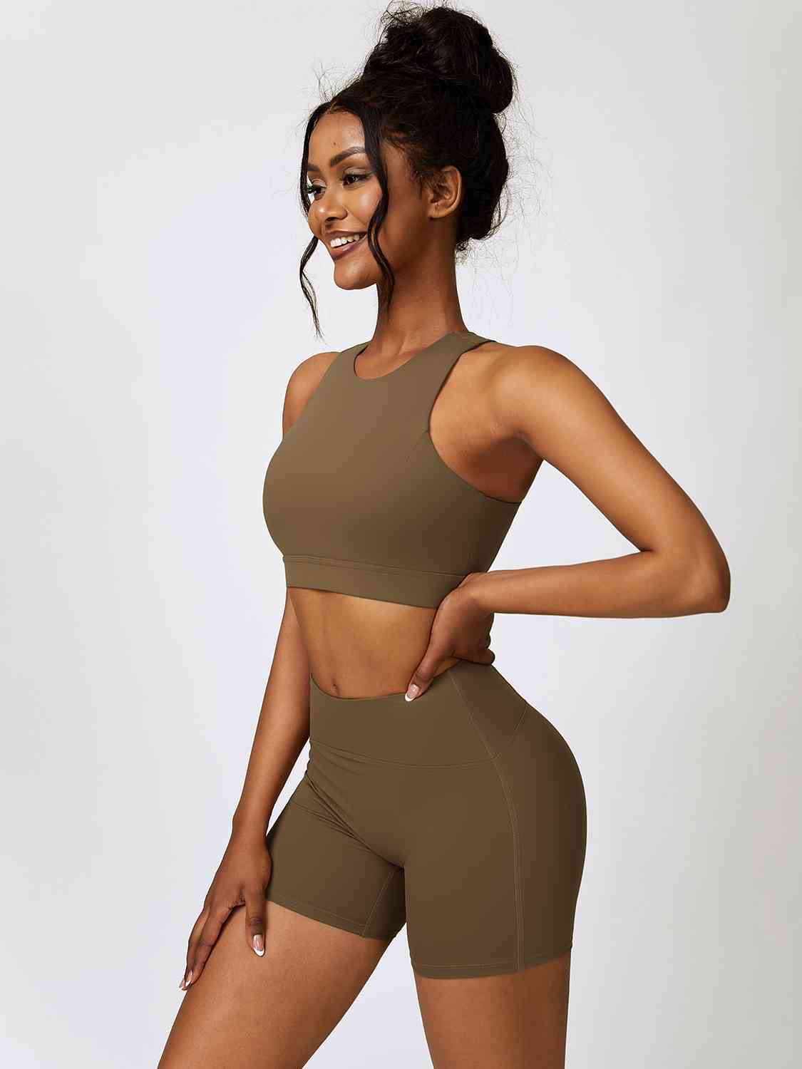 Cutout Cropped Sport Tank and Shorts Set