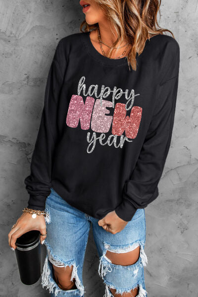 HAPPY NEW YEAR Round Neck Sweatshirt